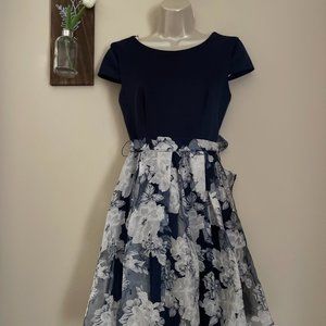 B DARLIN Junior Navy Short Sleeve Short Party Dress
